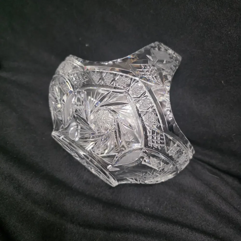 Vintage Heavy Cut Crystal Basket 8.5